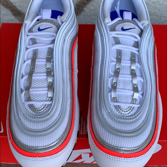 NIKE W AIR MAX 97 ESS WHITE/RACER BLUE-FLASH CRIMS - Picture 9 of 16